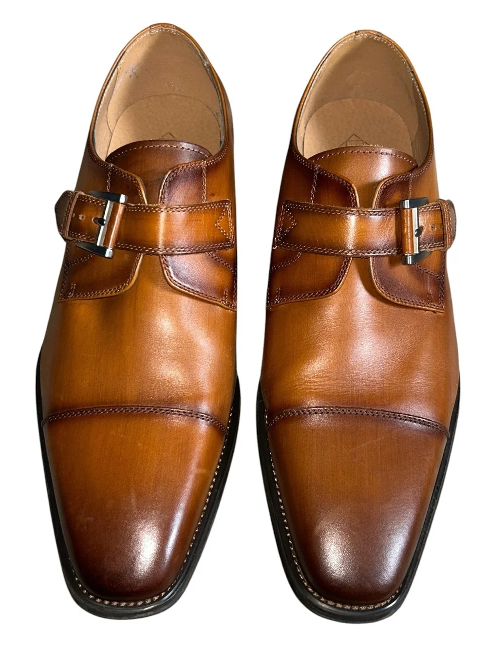 La Milano Willem Cognac Leather Single Monk Strap Loafer Men’s 13 Quiet Luxury